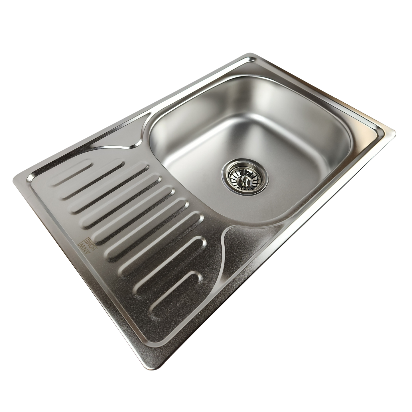 ANW HOME 66 x 42 x 16 cm Edelstahl-Küchenspüle mit Abtropffläche – Silber Satin, Top Mount, Wendbar