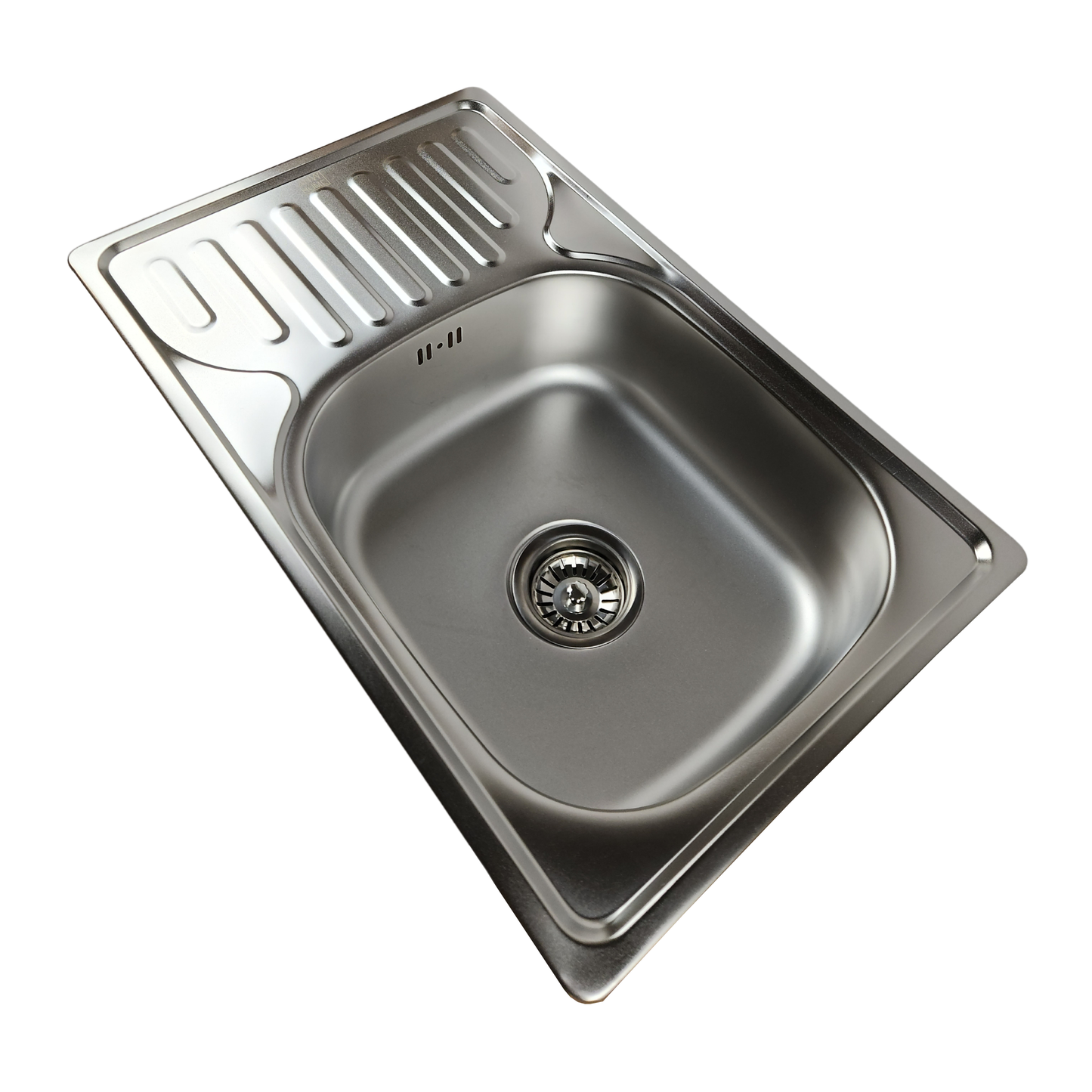 ANW HOME 66 x 42 x 16 cm Edelstahl-Küchenspüle mit Abtropffläche – Silber Satin, Top Mount, Wendbar