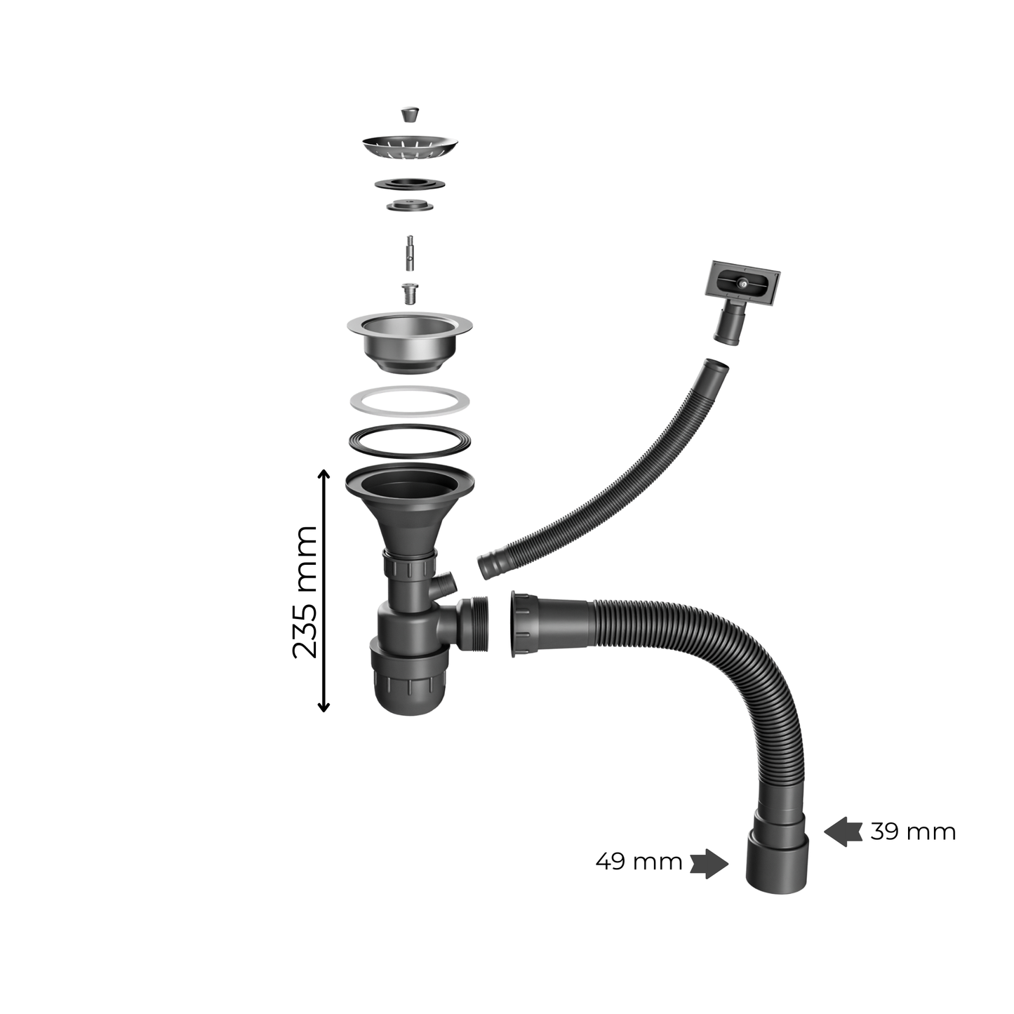 ANW HOME Fregadero Cocina 1 Seno Fregadero sobre Encimera con Escurridor Acero Inoxidable 201 57x45 cm Plata Acabado Satinado Grosor 0,6 mm con Sifón