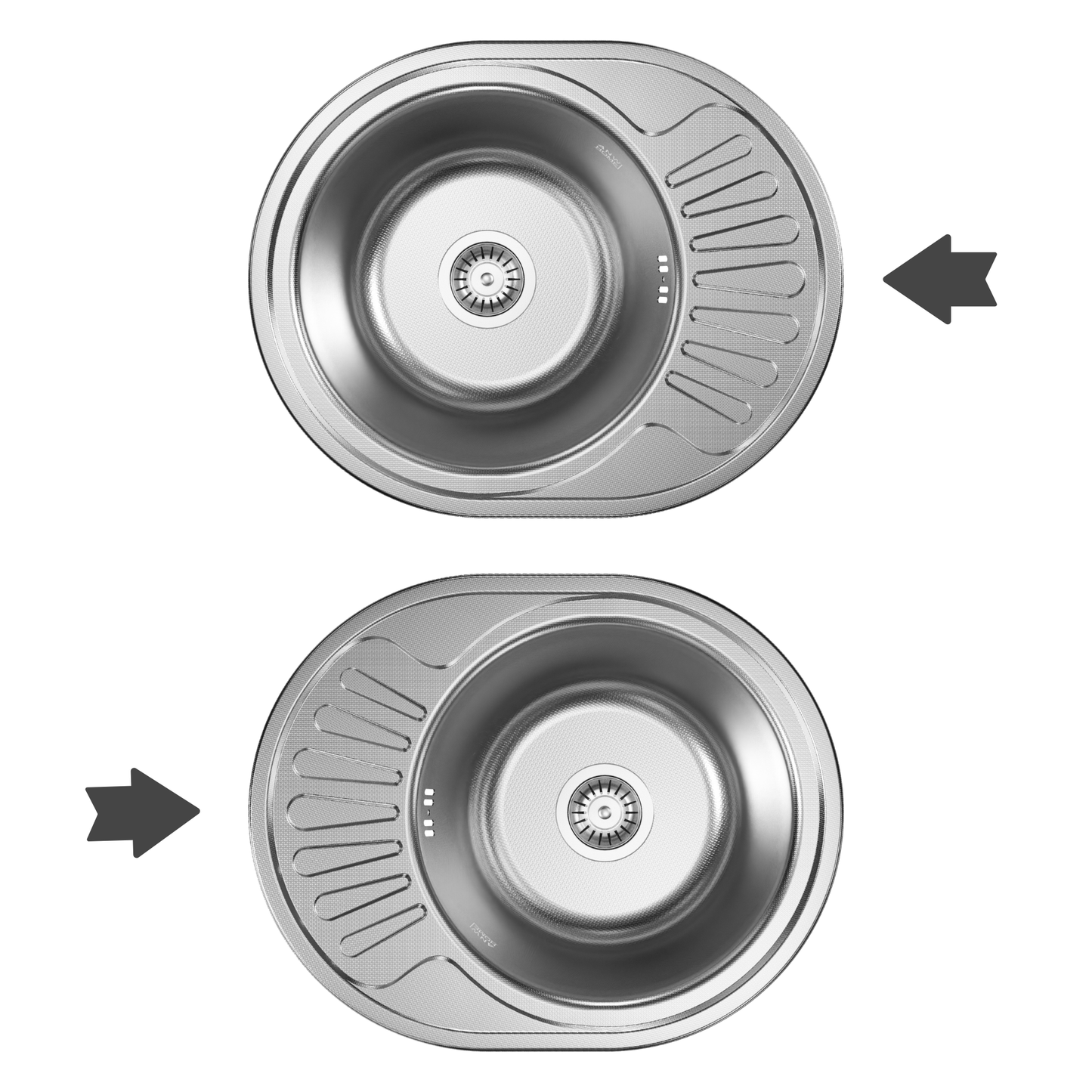 ANW HOME Lavello Cucina 1 Vasca con Gocciolatoio, Lavandino Cucina da Incasso in Acciaio Inox 201 57x45 cm, Argento, Finitura Antigraffio, Spessore 0,6 mm, con Sifone