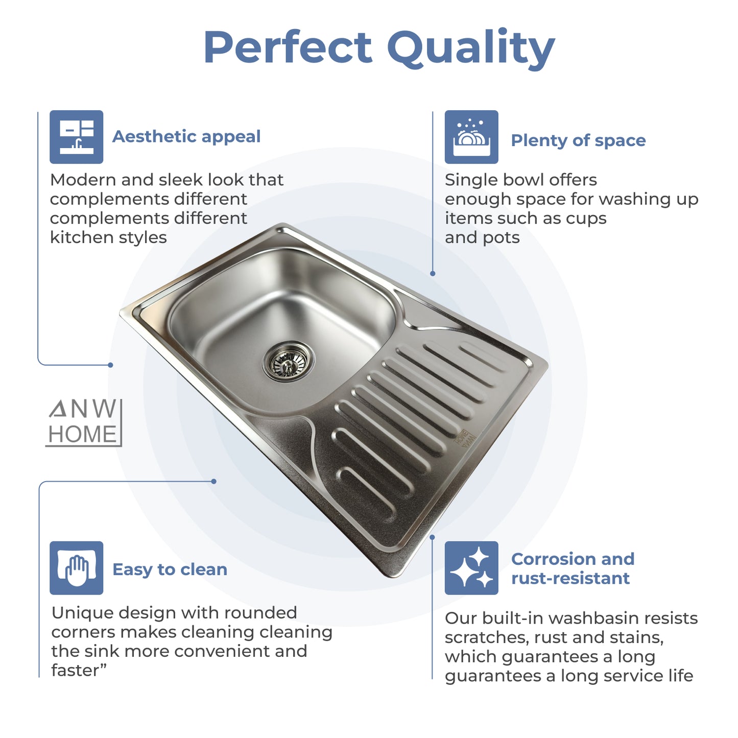 Virtuves izlietne ar izlietni Satin 66x42 + sifons