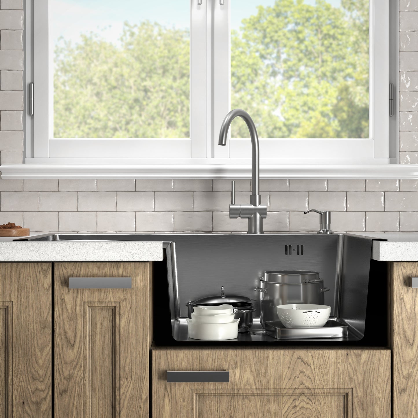 Zlew kuchenny ANW HOME Nano Silver – 78 x 50 x 21 cm, stal nierdzewna, montaż od góry, komplet