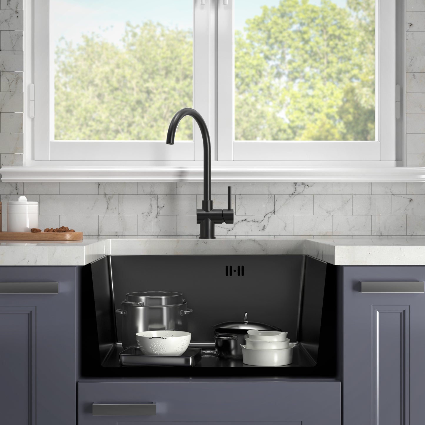 Steel Sink Graphite PVD Coating 54x44 cm with FREE Siphon