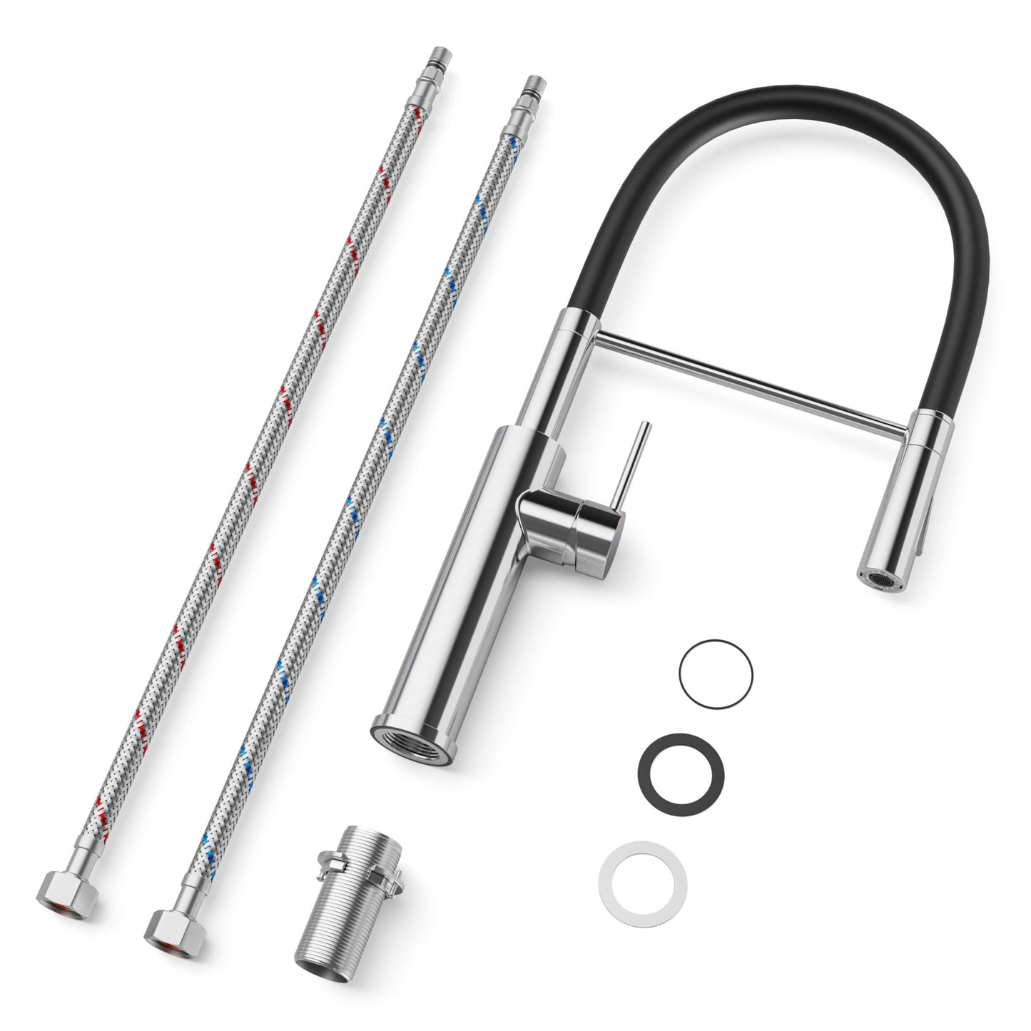 ANW HOME High-Arc Brushed Inox Kitchen Faucet with Pull-Out Spout and 360° Rotation – 500 mm