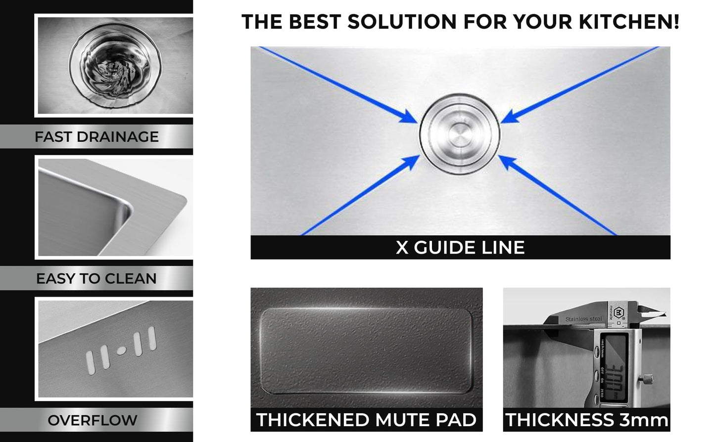 Zlew kuchenny ANW HOME Nano Silver ze stali nierdzewnej 78 x 50 cm – jednokomorowy, montowany od góry, głębokość 220 mm