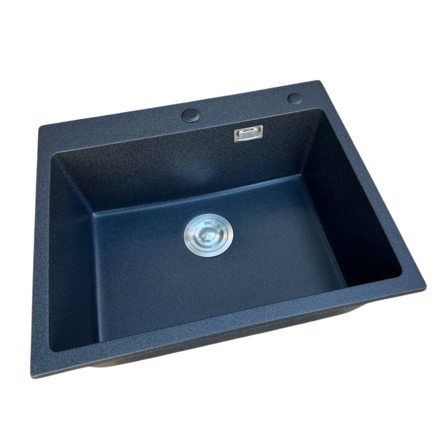 Jednokomorowy zlew kuchenny granitowy 60x49 cm – montowany od góry, z syfonem w zestawie