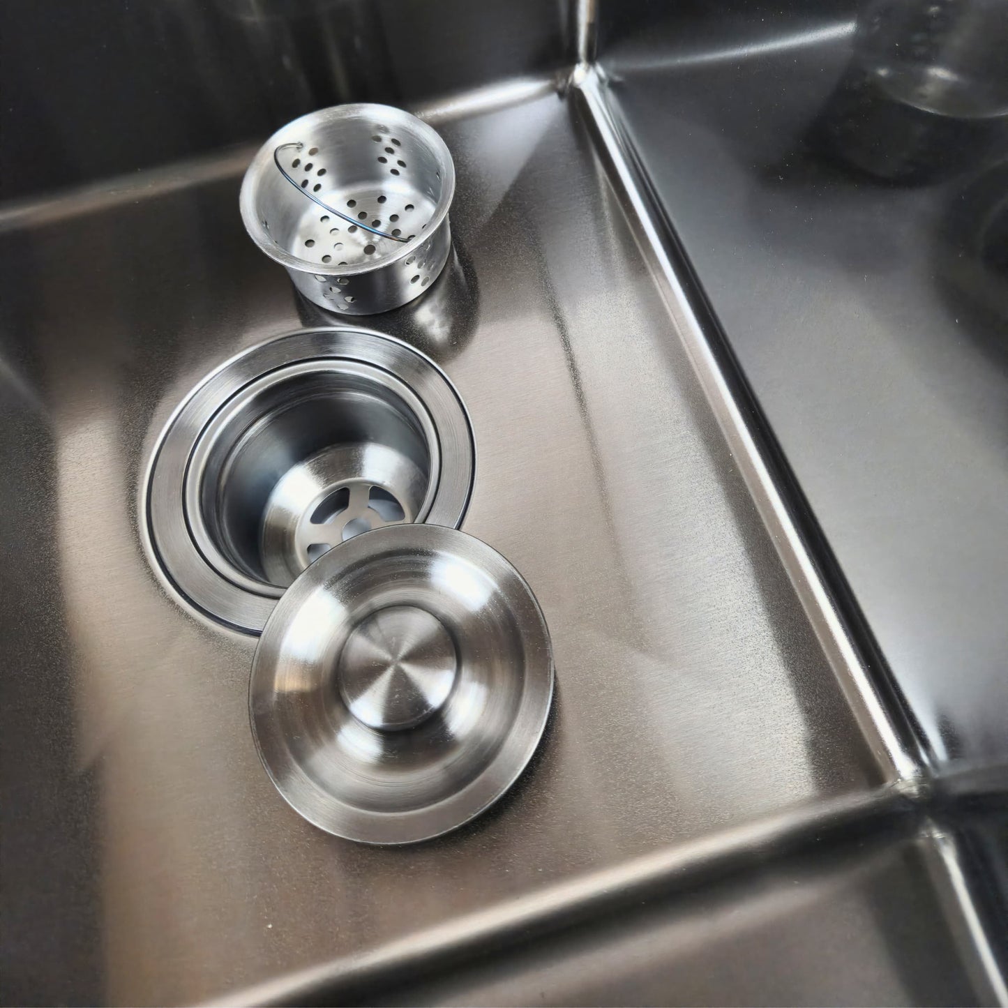 ANW HOME 780x430x220 mm Double Bowl Kitchen Sink – Nano Black Stainless Steel Top Mount