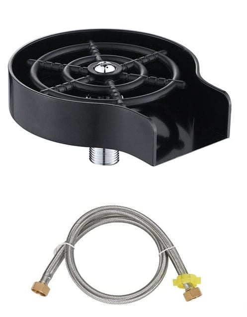 a cup wash for a kitchen sink used to quickly and easily wash cups color black