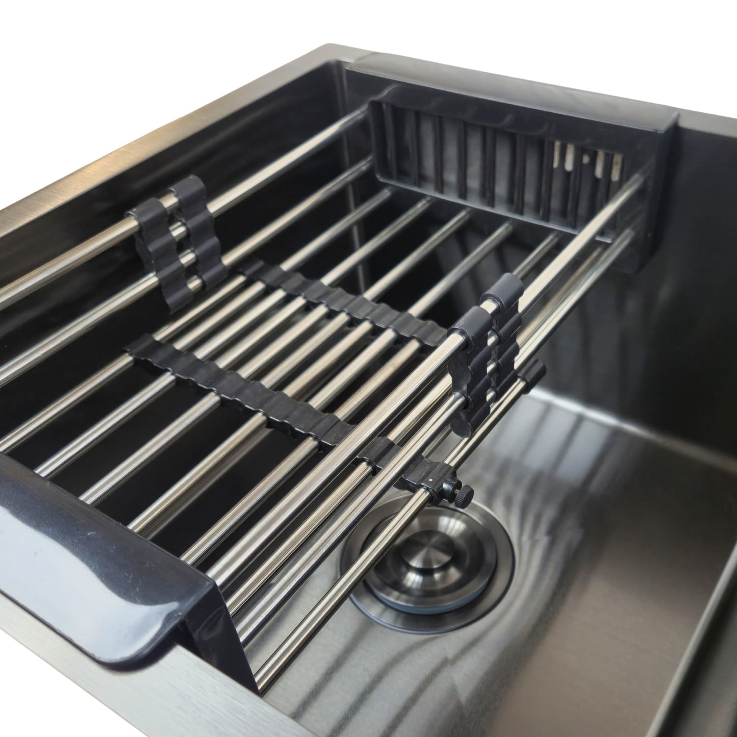 ANW HOME 780x430x220 mm Double Bowl Kitchen Sink – Nano Black Stainless Steel Top Mount