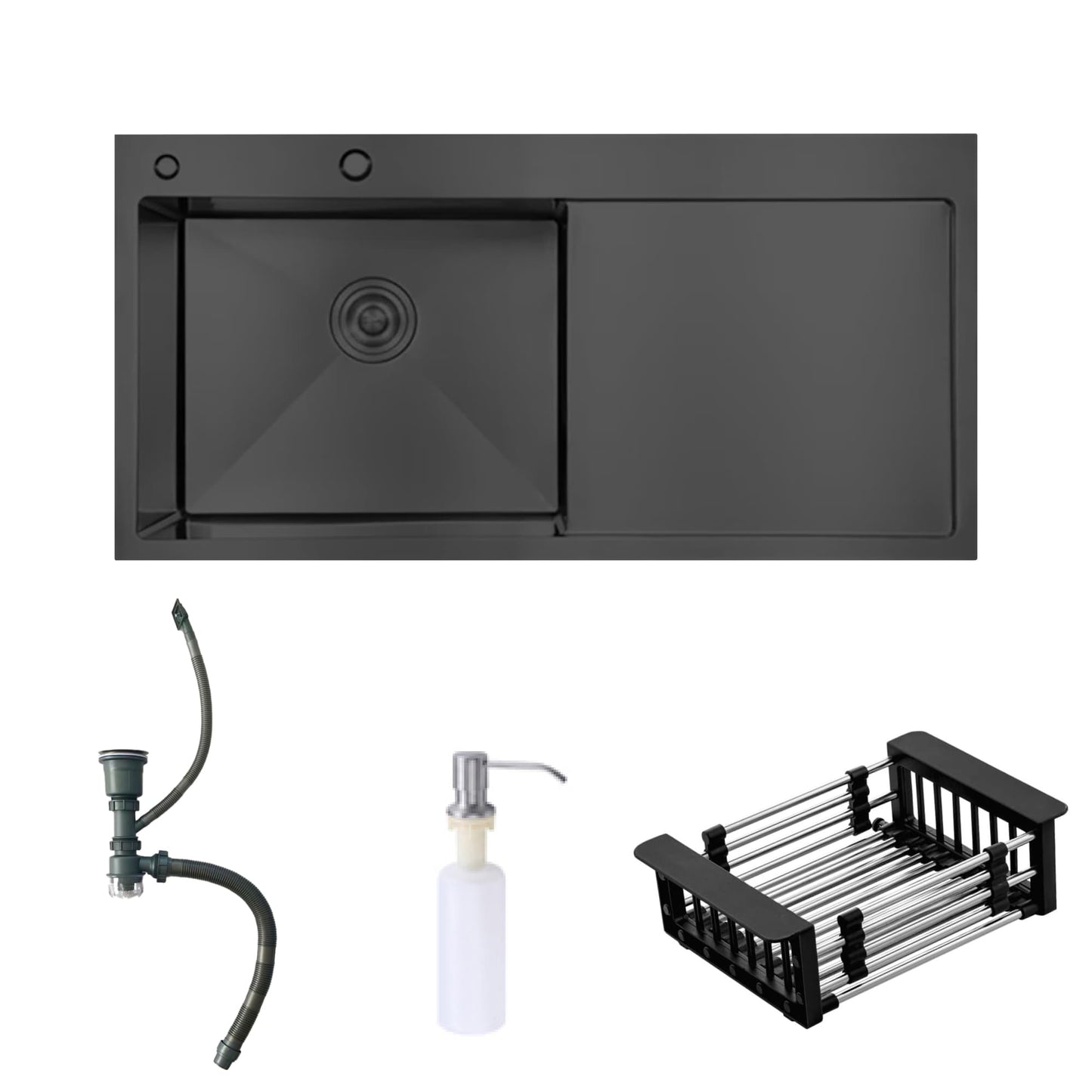 Chiuvetă din oțel inoxidabil 7850L PVD grafit cu bord de scurgere