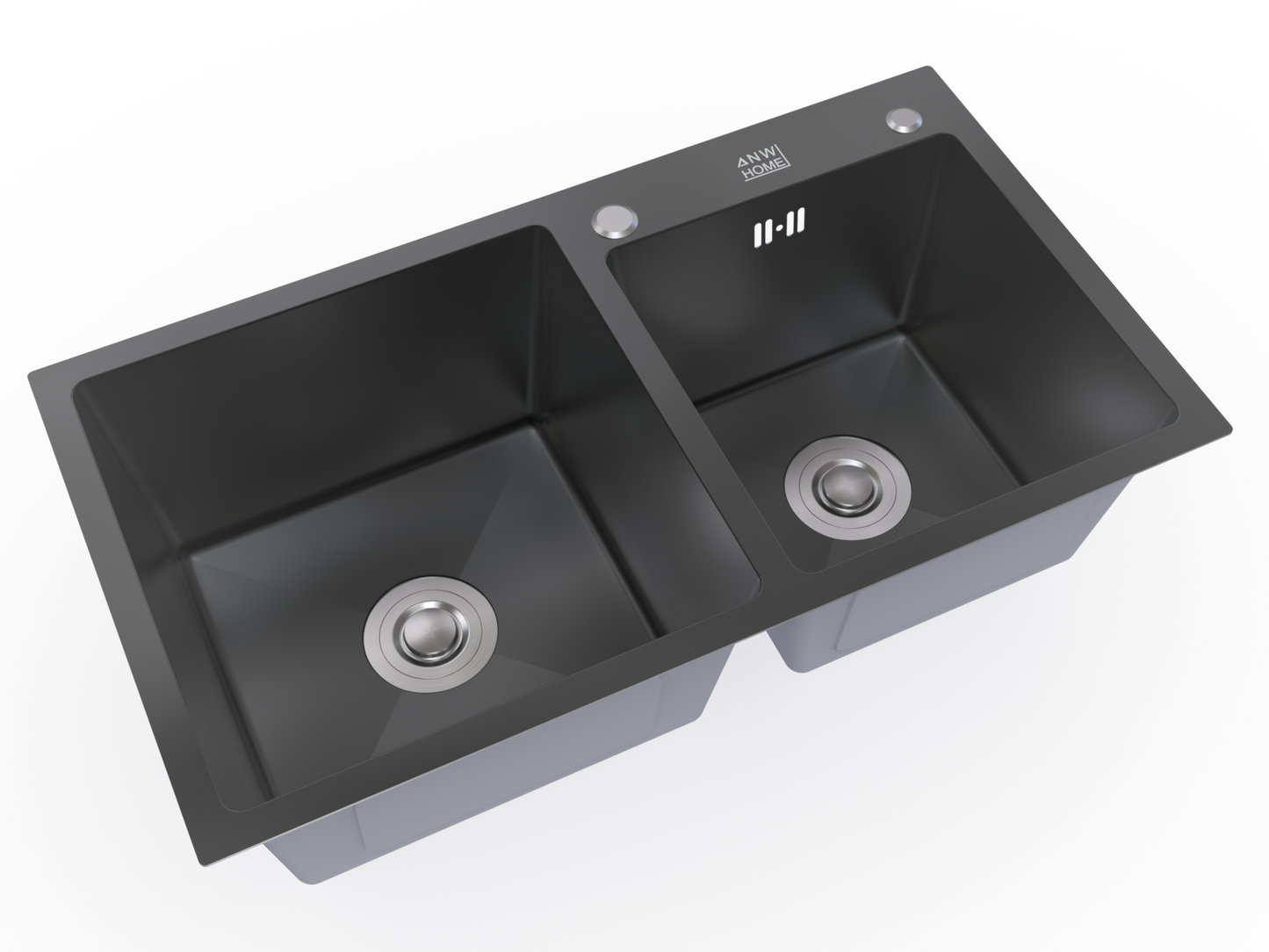 Stainless steel double bowl color black size 78x43