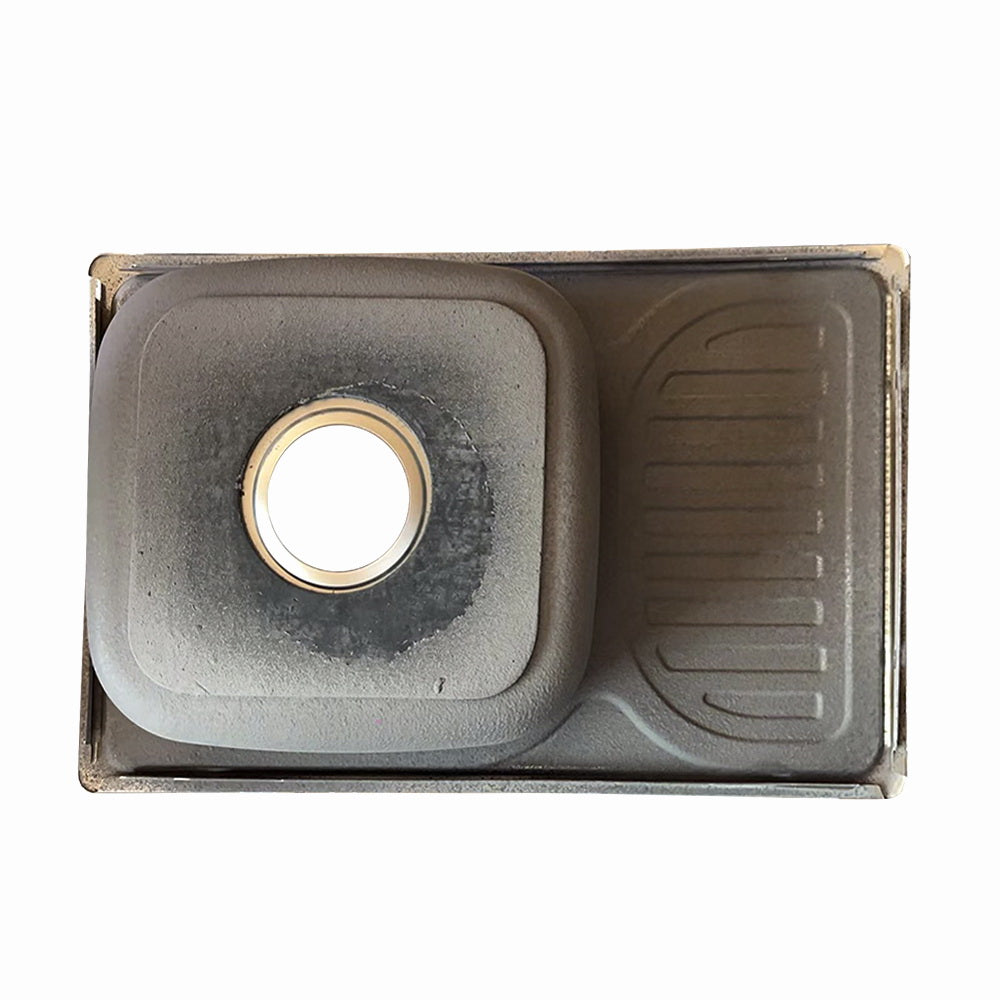 ANW HOME 66 x 42 x 16 cm Edelstahl-Küchenspüle mit Abtropffläche – Silber Satin, Top Mount, Wendbar