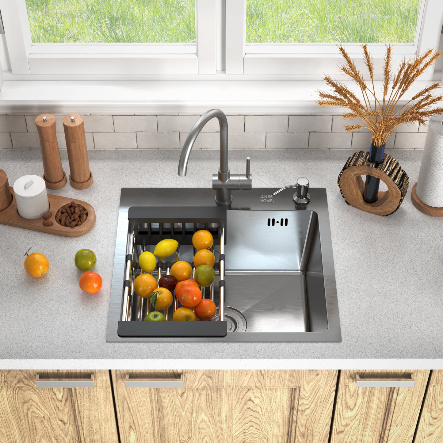 Jednomísový kuchyňský dřez Inox 46x45 + sifon