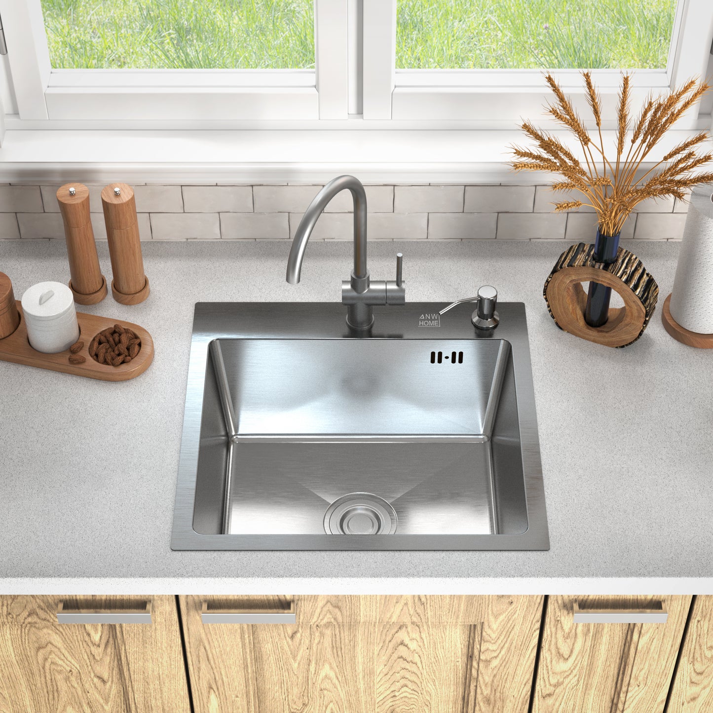 Jednomísový kuchyňský dřez Inox 46x45 + sifon