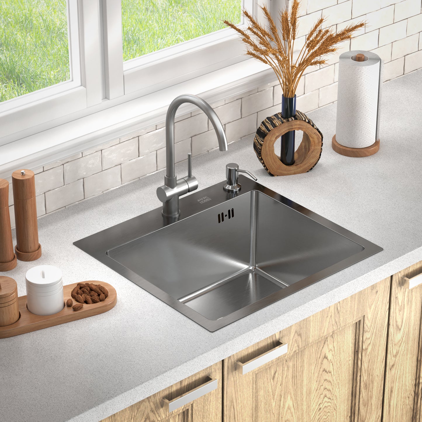 Jednomísový kuchyňský dřez Inox 46x45 + sifon