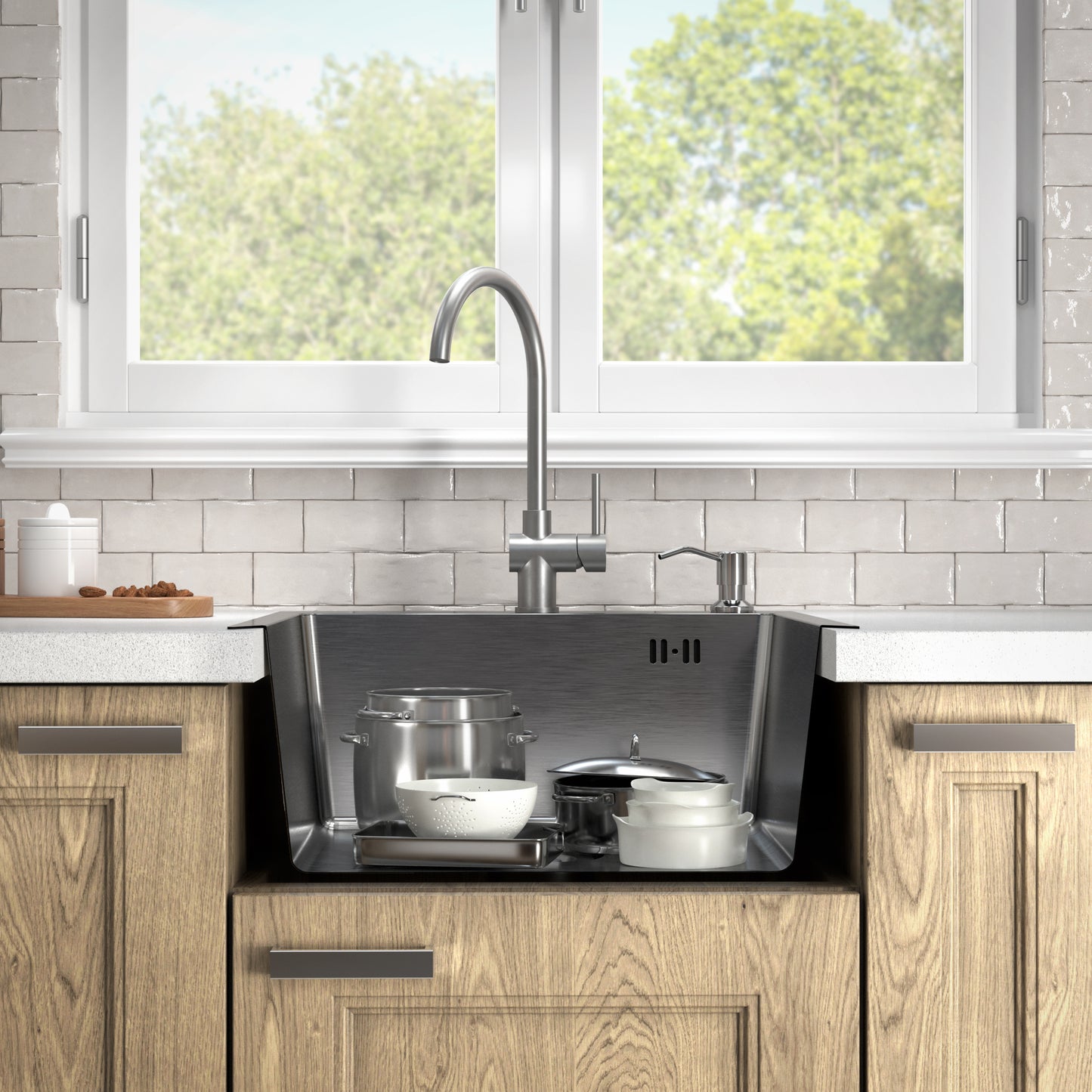 Jednomísový kuchyňský dřez Inox 46x45 + sifon