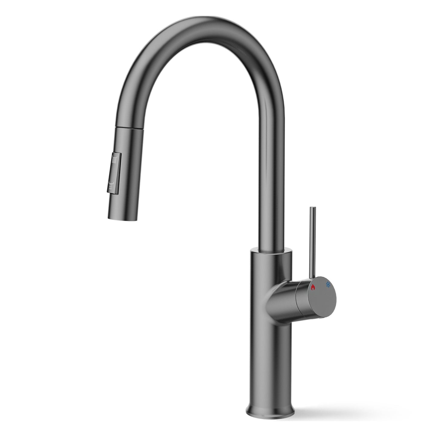 ANW HOME High-Arc Matte Graphite Kitchen Faucet with Pull-Out Spout and 360° Rotation – 420 mm