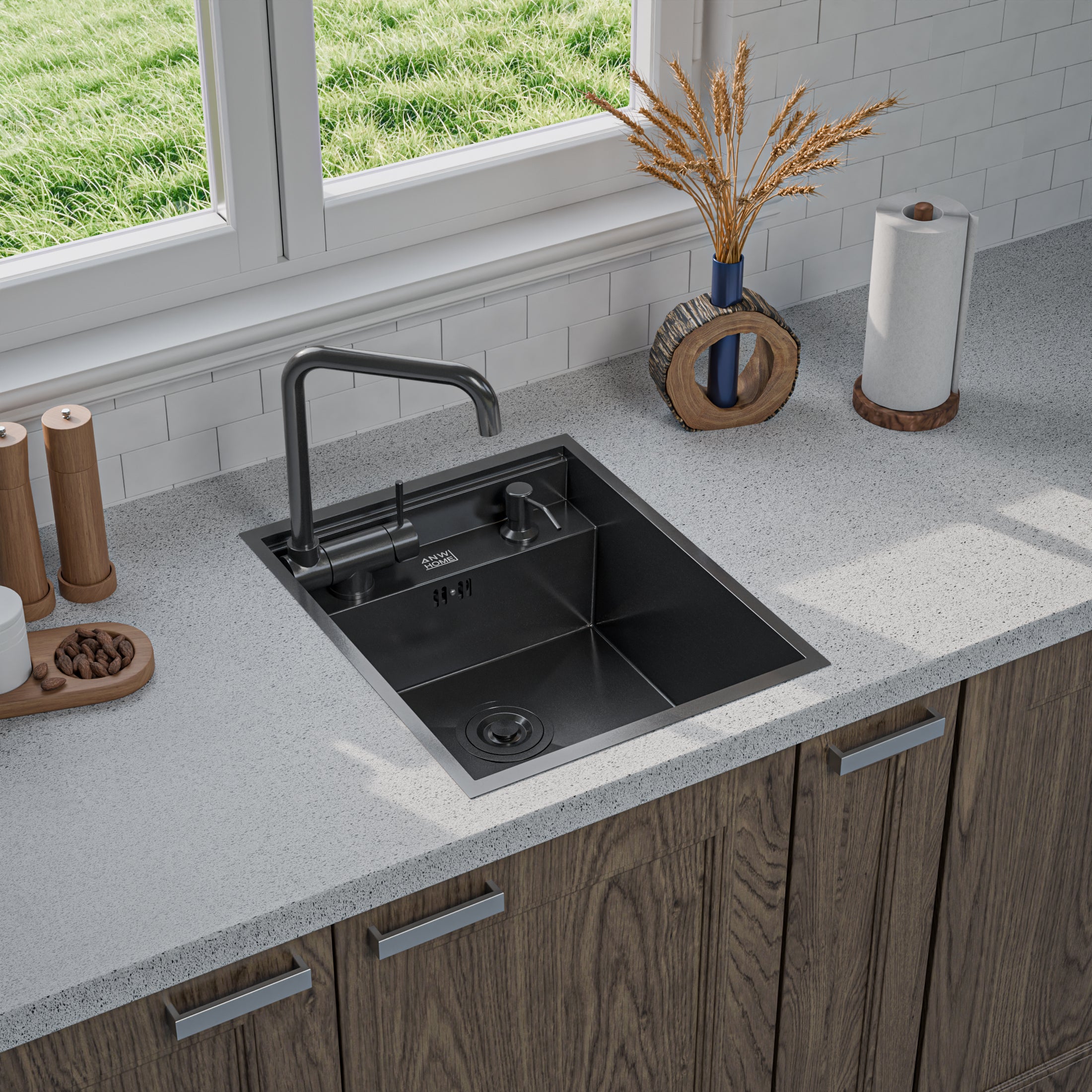 Kitchen Sink Single Bowl Inset 40x50 cm Graphite | ANW HOME