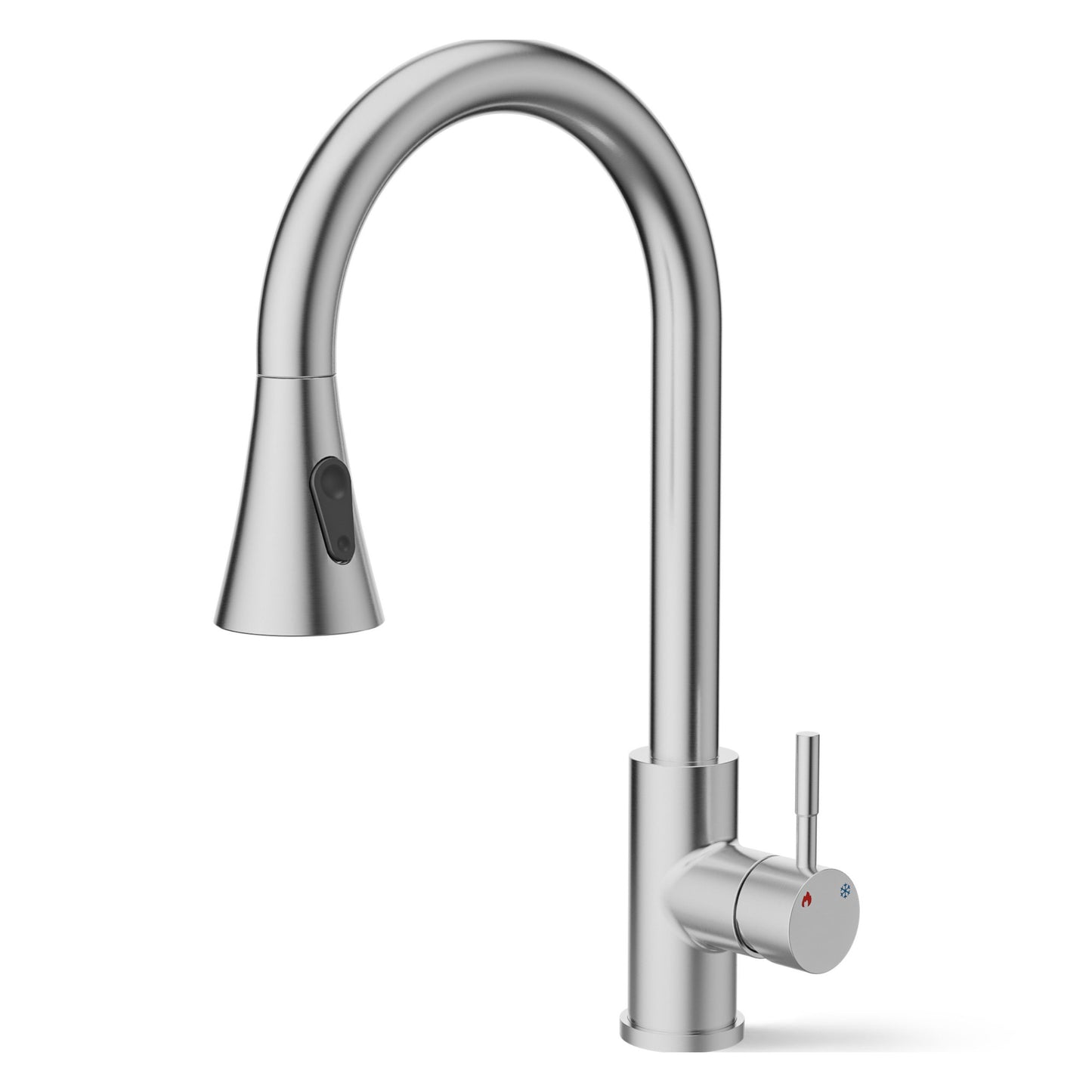 ANW HOME High-Arc Brushed Inox Kitchen Faucet with Pull-Out Spout and 360° Rotation – 410 mm