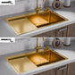 ANW HOME Evier Cuisine 1 Bac avec Égouttoir, Evier Inox à Encastrer 304, 78x50 cm, Or PVD, Finition Nano, Épaisseur 3,0+1 mm