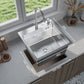ANW HOME Lavandino Cucina, Lavello Cucina 1 Vasca 46x45 cm in Acciaio Inox con Finitura Nano, Spessore 3.0+1 mm, da Incasso, Argento, con Sifone, Dosatore e Cestello