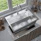 ANW HOME Spülbecken Küchenspüle 65x45 cm, Einbauspüle Edelstahl in Silber, Spüle  mit Nano-Oberfläche, Stärke 3,0+1 mm, mit Siphon Seifenspender und Korb