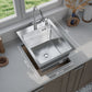 ANW HOME Lavello Cucina 1 Vasca, Lavello Acciaio Inox da Incasso 40 x 50 cm, Argento, Finitura Nano, Spessore 3,0/1 mm, Profondità 22 cm, con Sifone e Dosatore
