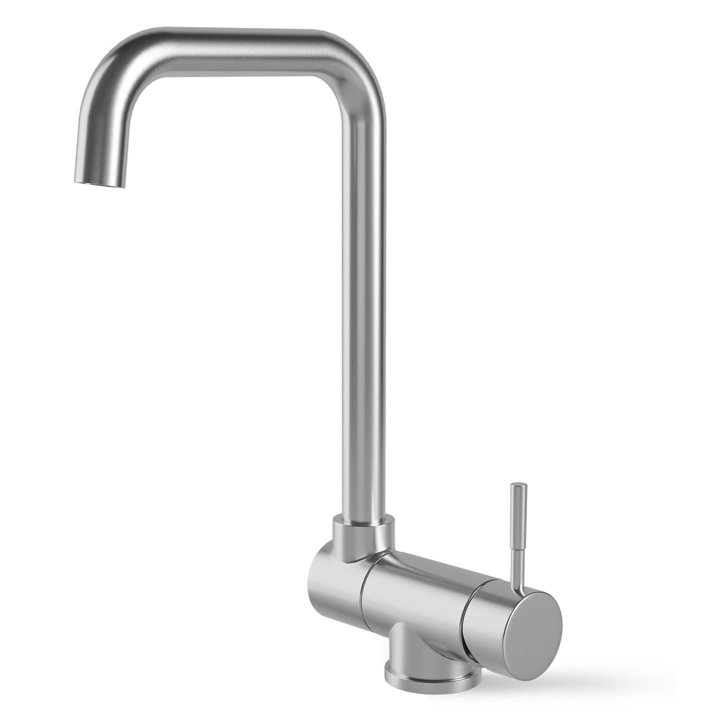 Fold-Down Brushed Inox Kitchen Faucet for Window Installation with 360° Swivel Spout – 330 mm