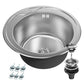ANW HOME Spülbecken Küche Edelstahl, Küchenspüle Rund Ø49 cm, Einbauspüle, Satinierte Oberfläche, Stärke 1 mm, mit Siphon