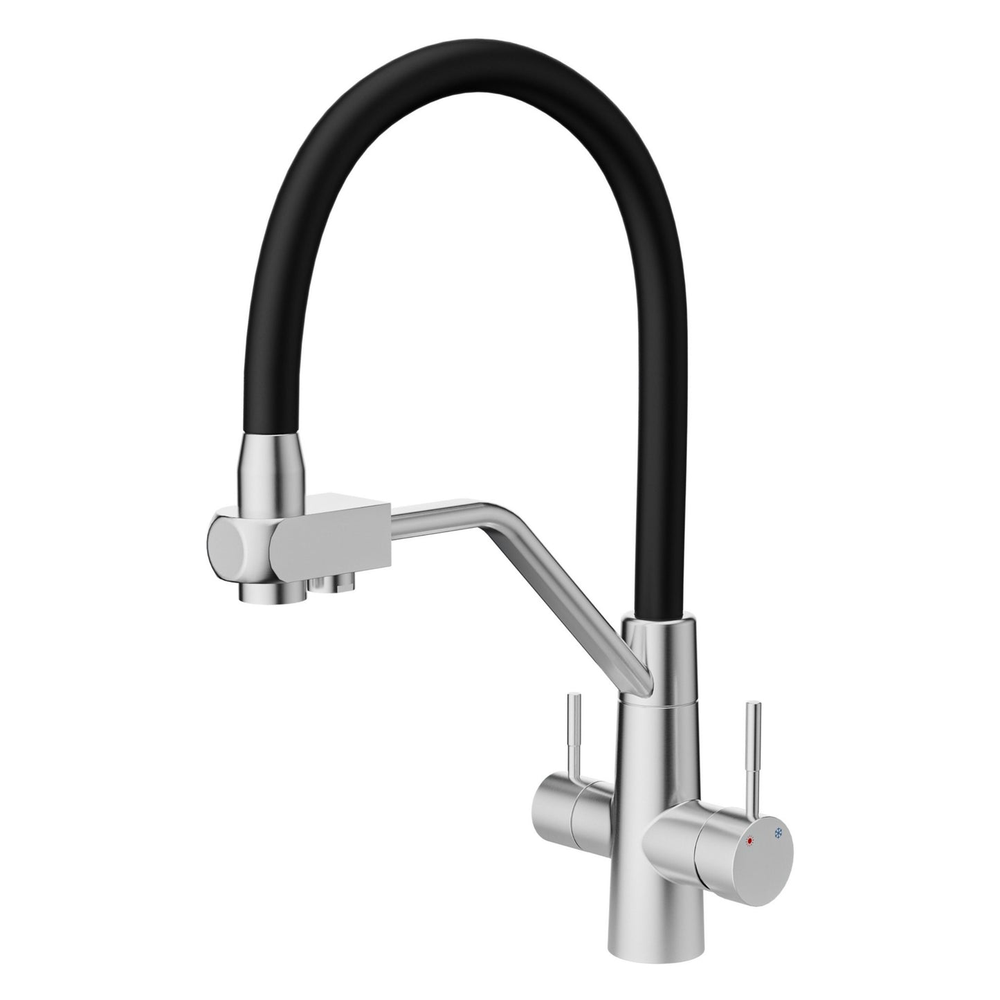 ANW HOME Three-Way Brushed Inox Kitchen Faucet with Pull-Out Spout and 360° Rotation – 425 mm