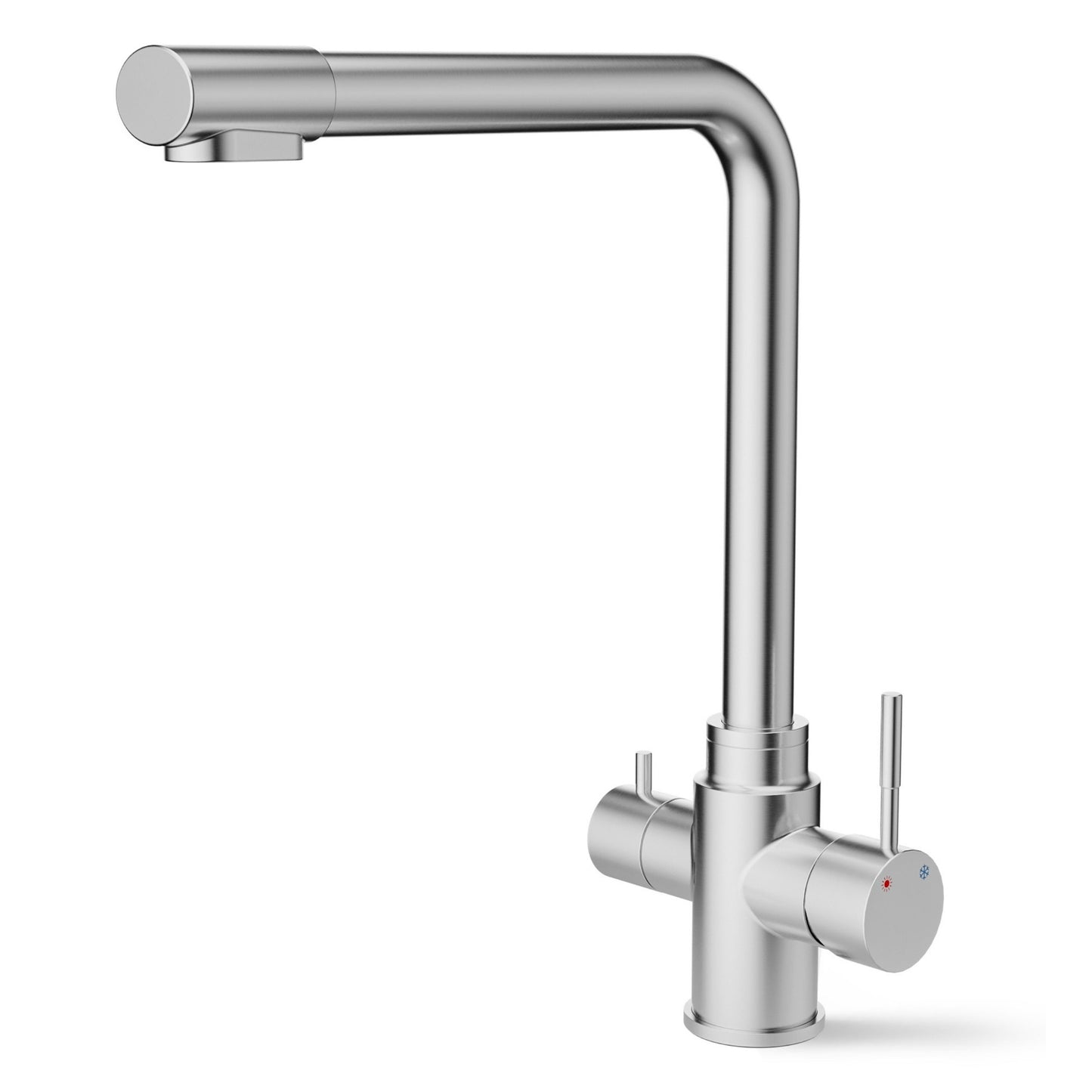 ANW HOME Three-Way Brushed Inox Kitchen Faucet with Straight 360° Swivel Spout – 340 mm