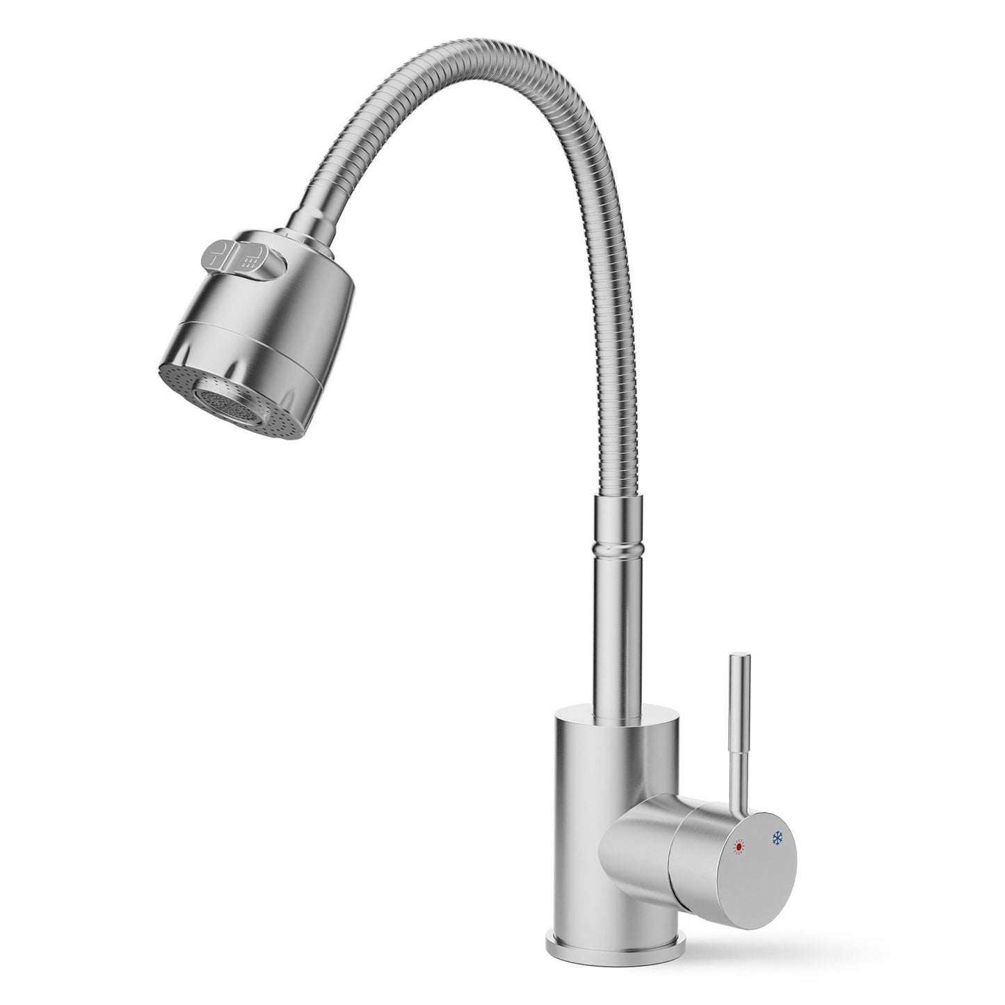 ANW HOME Medium-Arc Brushed Inox Kitchen Faucet with 360° Swivel Spout – 330 mm