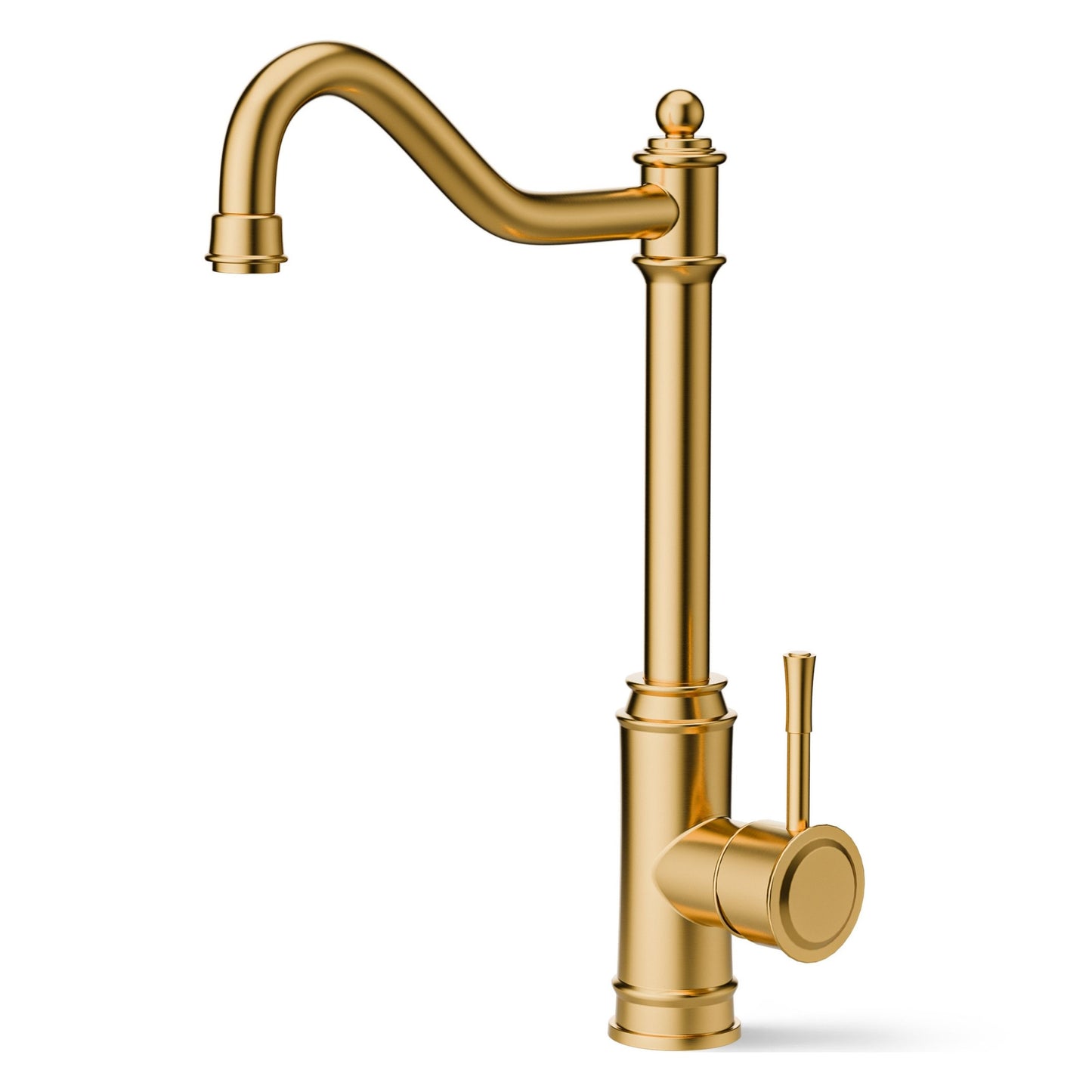 ANW HOME Brushed Gold Kitchen Faucet with Straight 360° Swivel Spout – 345 mm