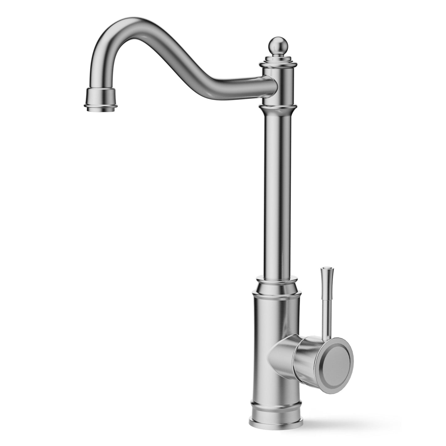 ANW HOME Brushed Inox Kitchen Faucet with Straight 360° Swivel Spout – 345 mm