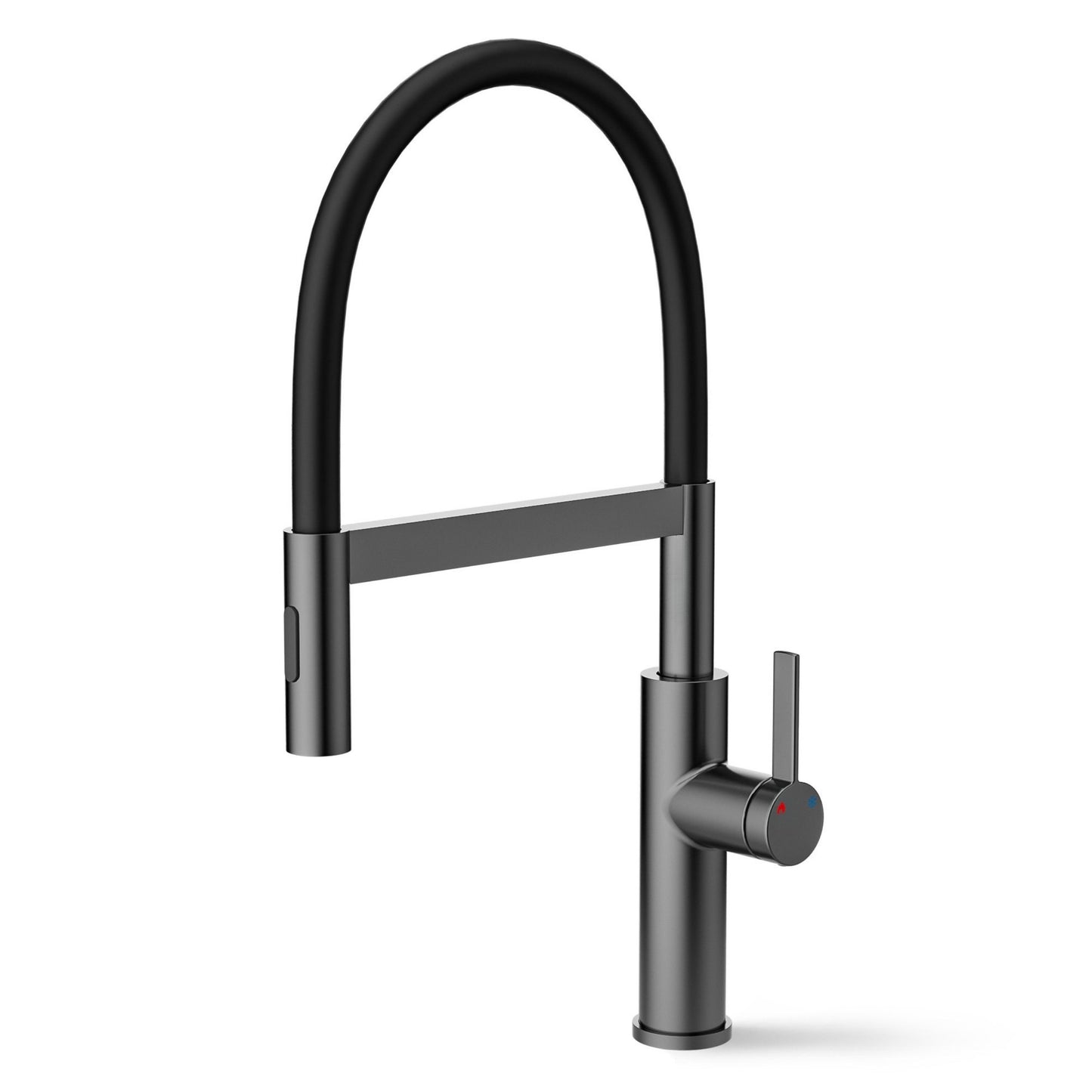 ANW HOME High-Arc Matte Graphite Kitchen Faucet with Pull-Out Spout and 360° Rotation – 520 mm