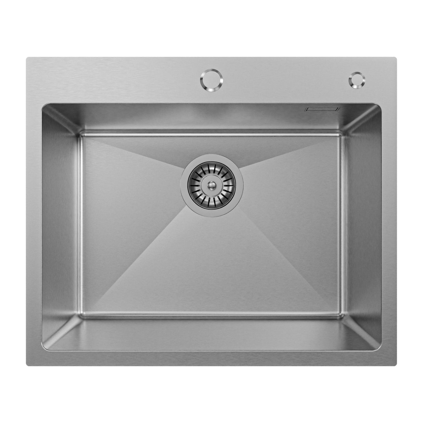 ANW HOME Lavello Cucina 1 Vasca, Lavandino Cucina in Acciaio Inox 304 con Montaggio Superiore, 60x50 cm, Argento, Finitura Nano, Spessore 3+1 mm, Profondità 22 cm, con Sifone