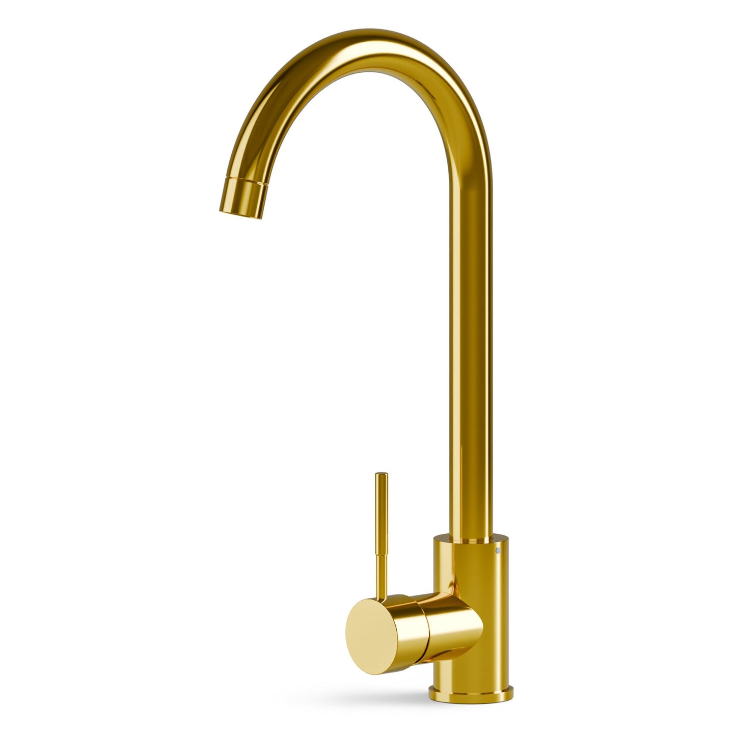 ANW HOME High-Arc Polished Gold Kitchen Faucet with 360° Swivel Spout – 365 mm