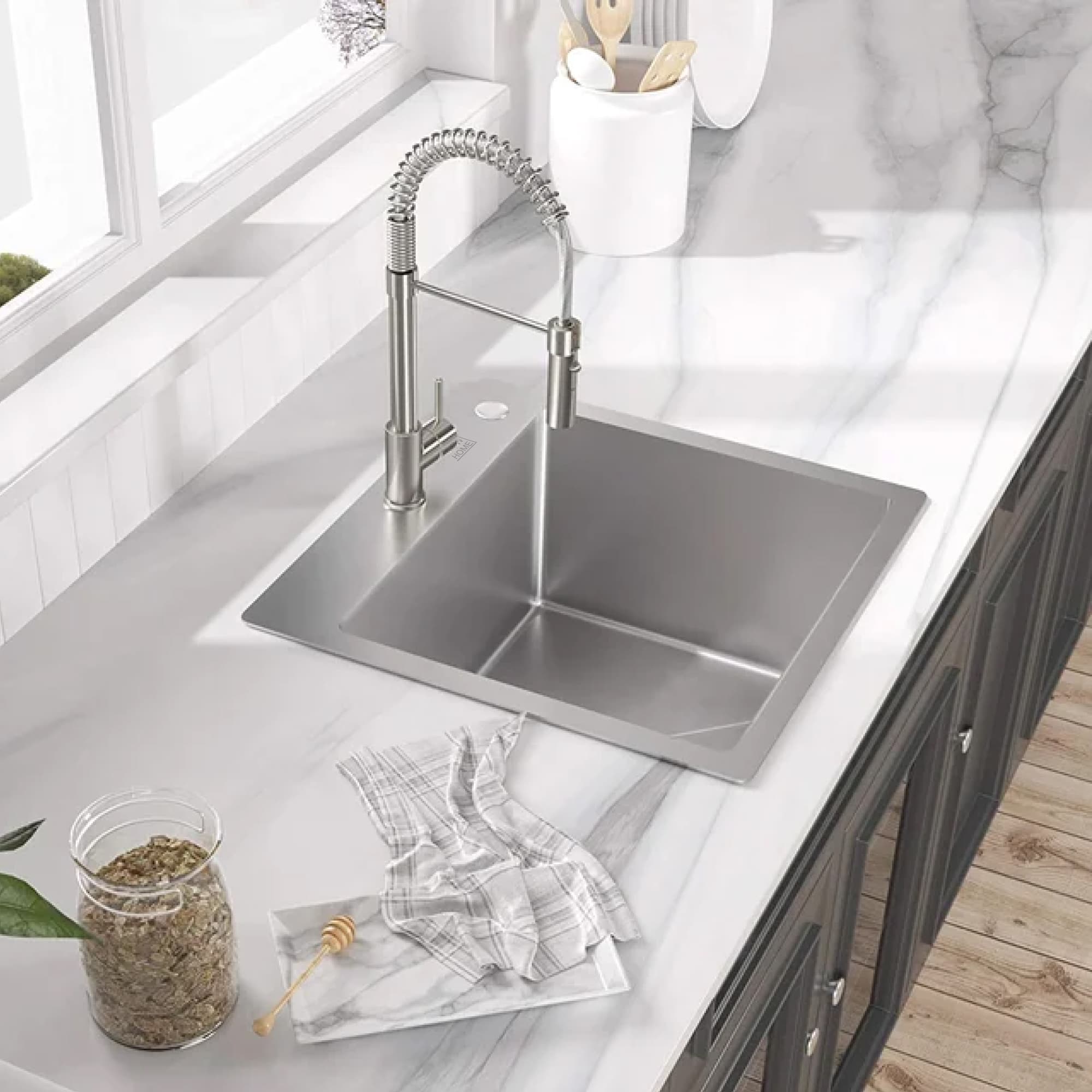 Stainless steel kitchen sink 50x50 Satin Inox – ANW HOME