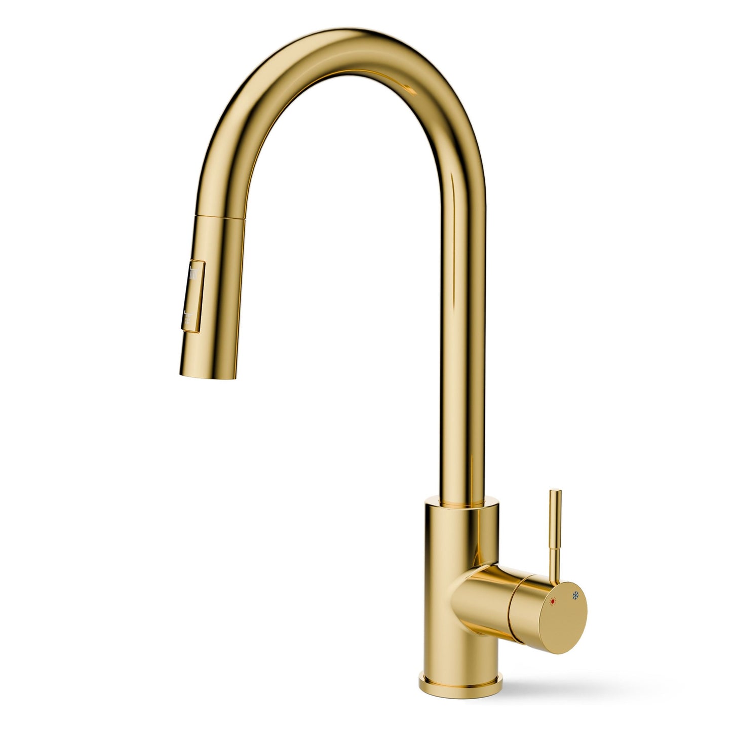 ANW HOME High-Arc Polished Gold Kitchen Faucet with Pull-Out Spout and 360° Rotation – 390 mm