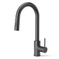 ANW HOME High-Arc Matte Graphite Kitchen Faucet with Pull-Out Spout and 360° Rotation – 390 mm