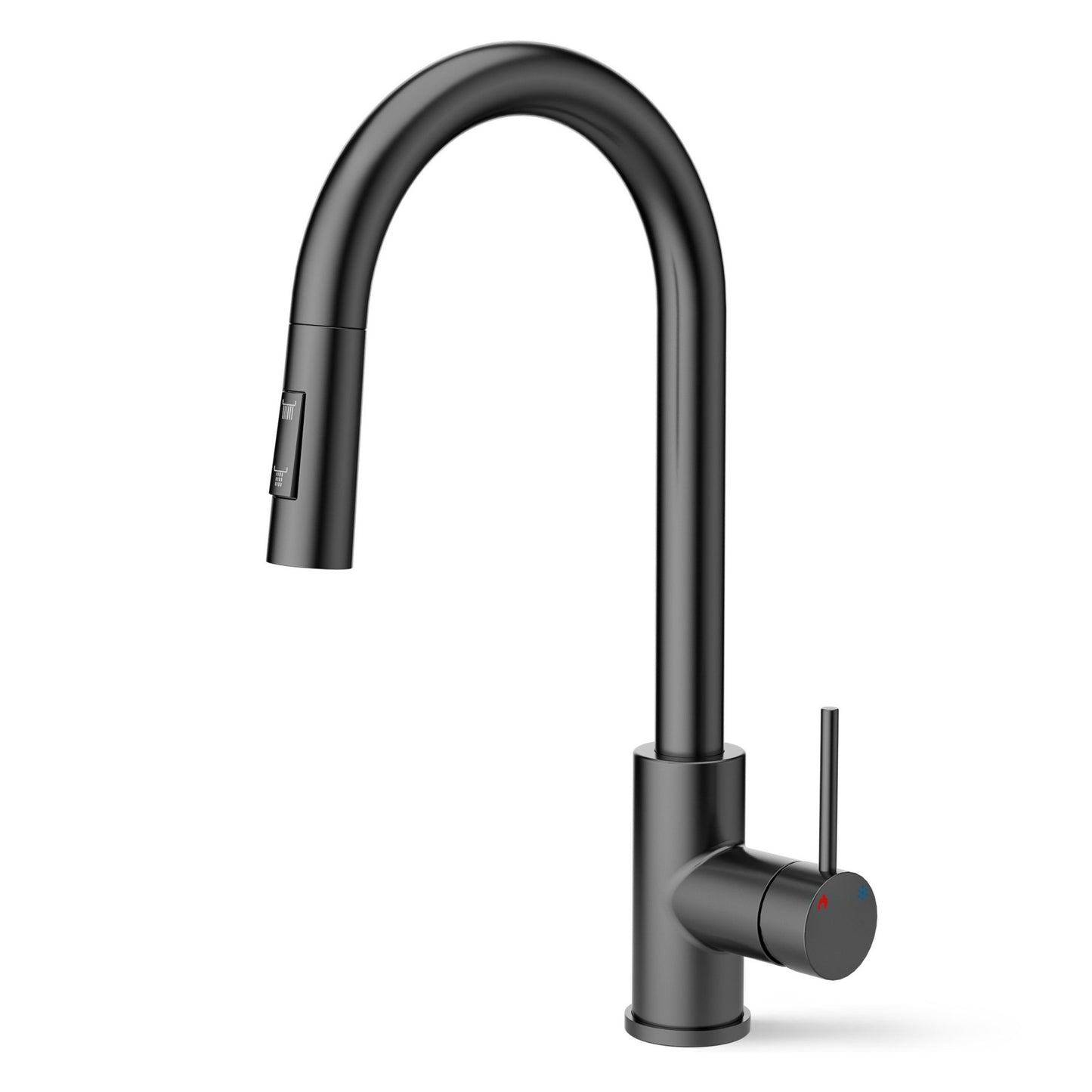 ANW HOME High-Arc Matte Graphite Kitchen Faucet with Pull-Out Spout and 360° Rotation – 390 mm