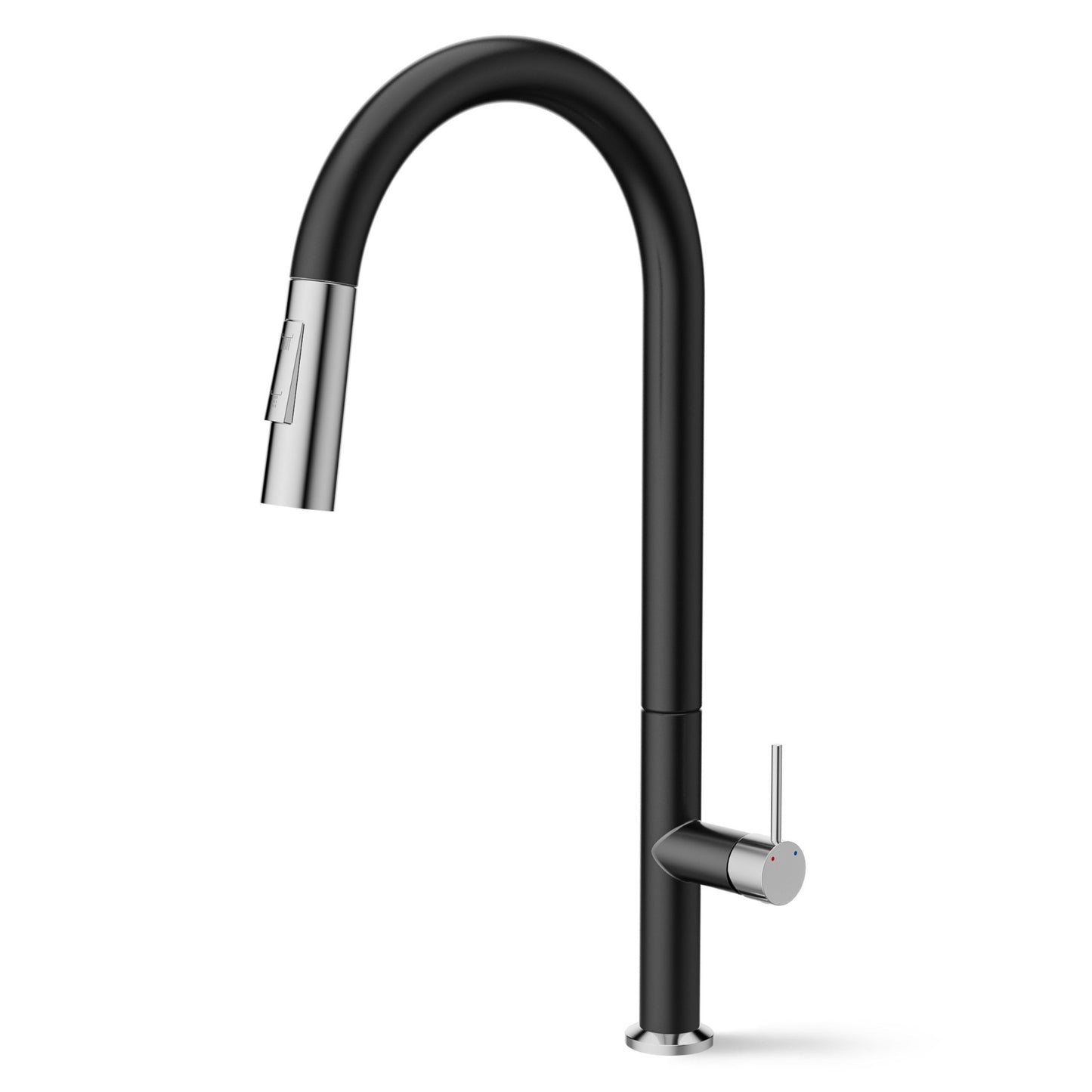 ANW HOME High-Arc Black & Chrome Kitchen Faucet with Pull-Out Spout and 360° Rotation – 455 mm