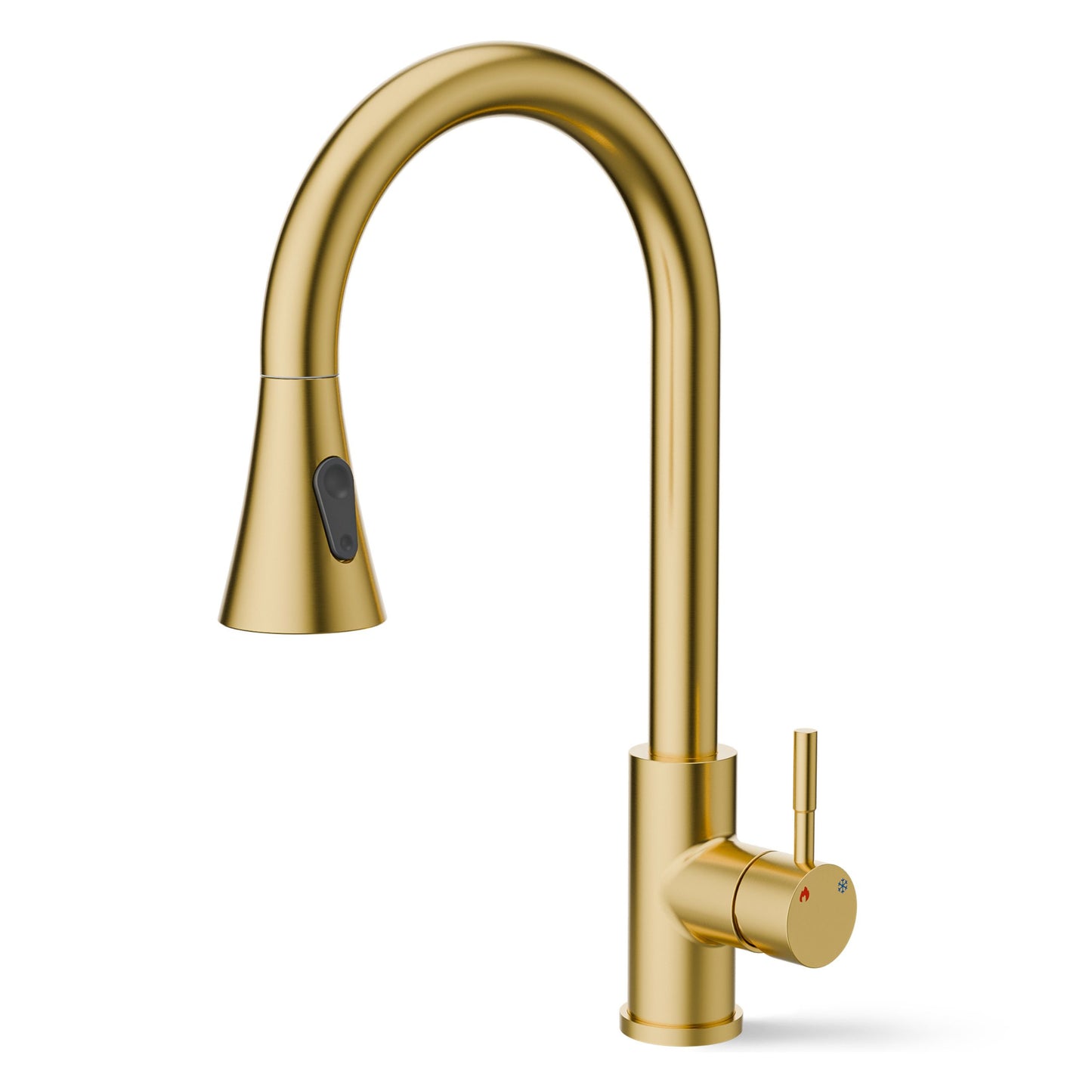 ANW HOME High-Arc Brushed Gold Kitchen Faucet with Pull-Out Spout and 360° Rotation – 410 mm