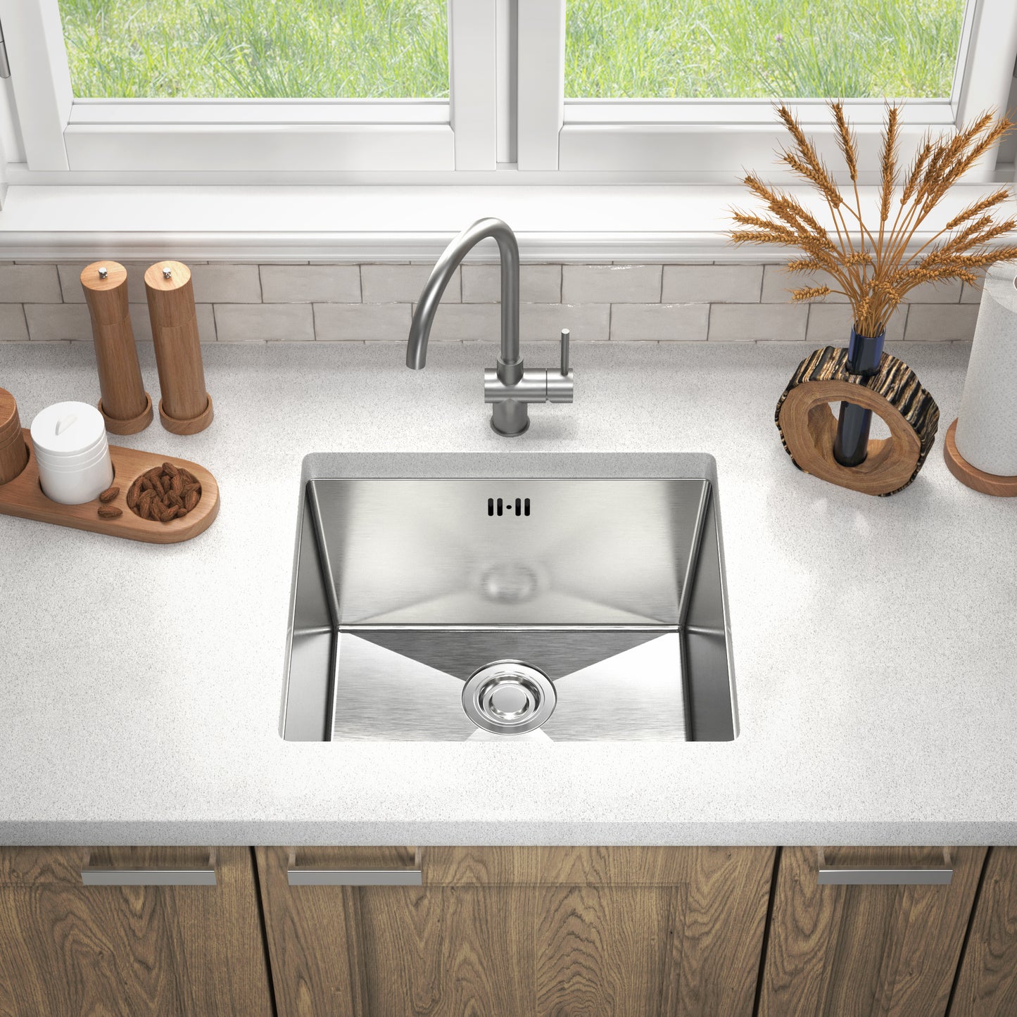 Roostevabast terasest valamu 49x44 Satiin Inox