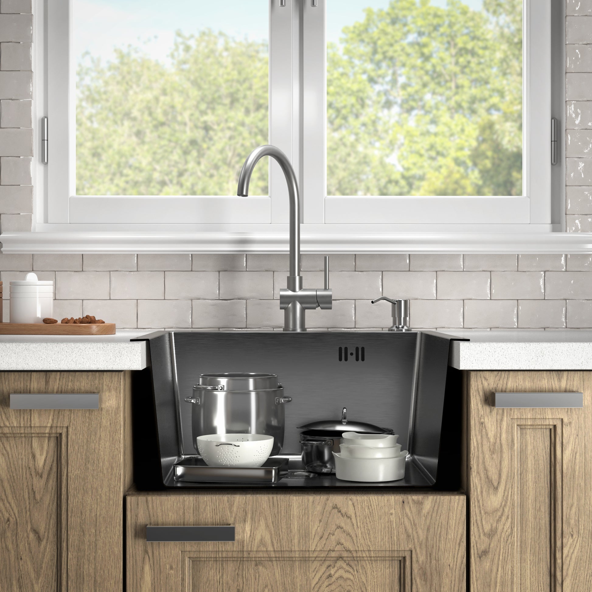 Lavandino Cucina Acciaio Inossidabile 105cm - Con Rubinetto Rainbow E Doppia Vasca - Foto 5