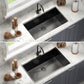 ANW HOME HD-7444B Kitchen Sink, Stainless Steel, PVD Coating, 74x44x21 cm, Undermount Installation, Graphite Color