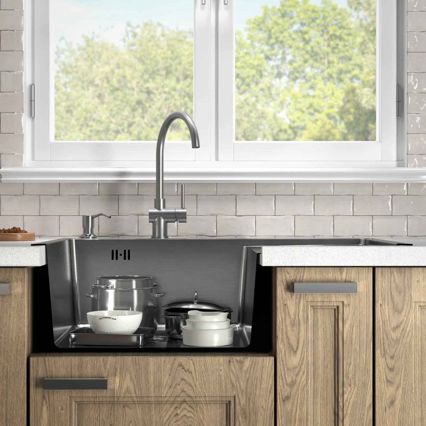 Единична мивка от неръждаема стомана 780x500x210 мм