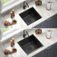ANW HOME 47x45 cm Under-Mount Single-Bowl Kitchen Sink – Graphite Black Nano Finish with Siphon & Mounting Kit