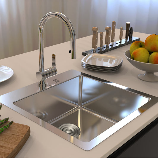 Lavello In Acciaio Inox Satinato 58x45 Inox