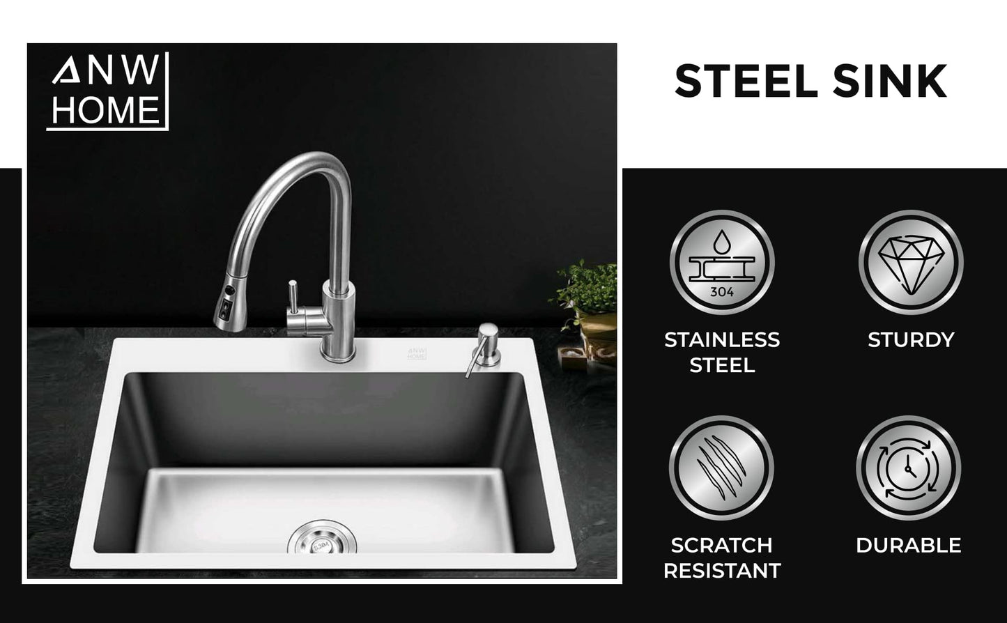 stainless steel kitchen sink color silver size 60x45